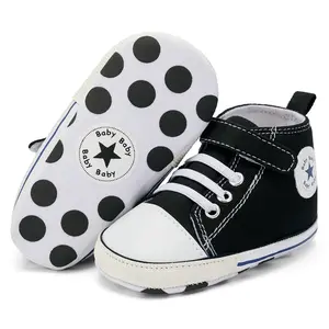 Baby Shoes Infant Shoes for 0–18 Months  Comfy Baby Canvas Sneakers for First Walkers Indoor Outdoor Slippers  Infant High Tops Shoes Todddler Non-Slip Unisex Snearkers for 0-1.5 Year olds Lightweight and Flexible for Tiny Feet