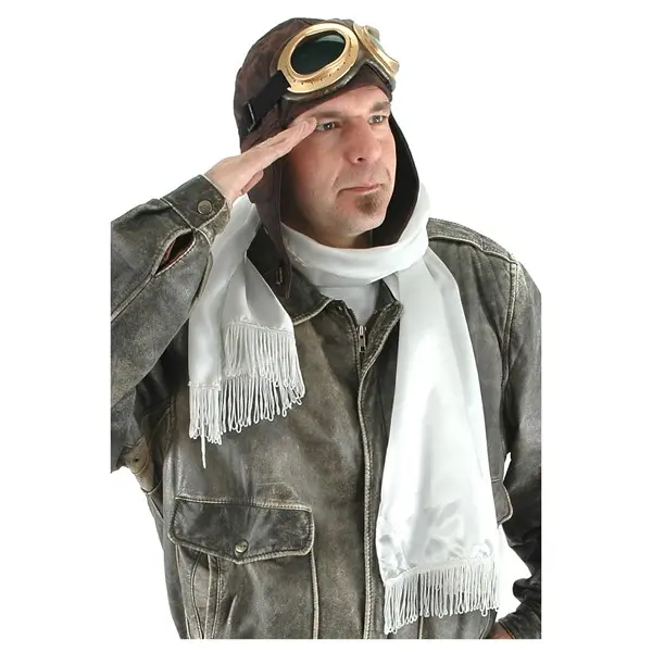 Men's Vintage Pilot Cosplay Costume Set - Satin, Leather, Viscose Fabric, Fringe Detail, Distressed Design, Pockets, Matching Cap for Special Occasions