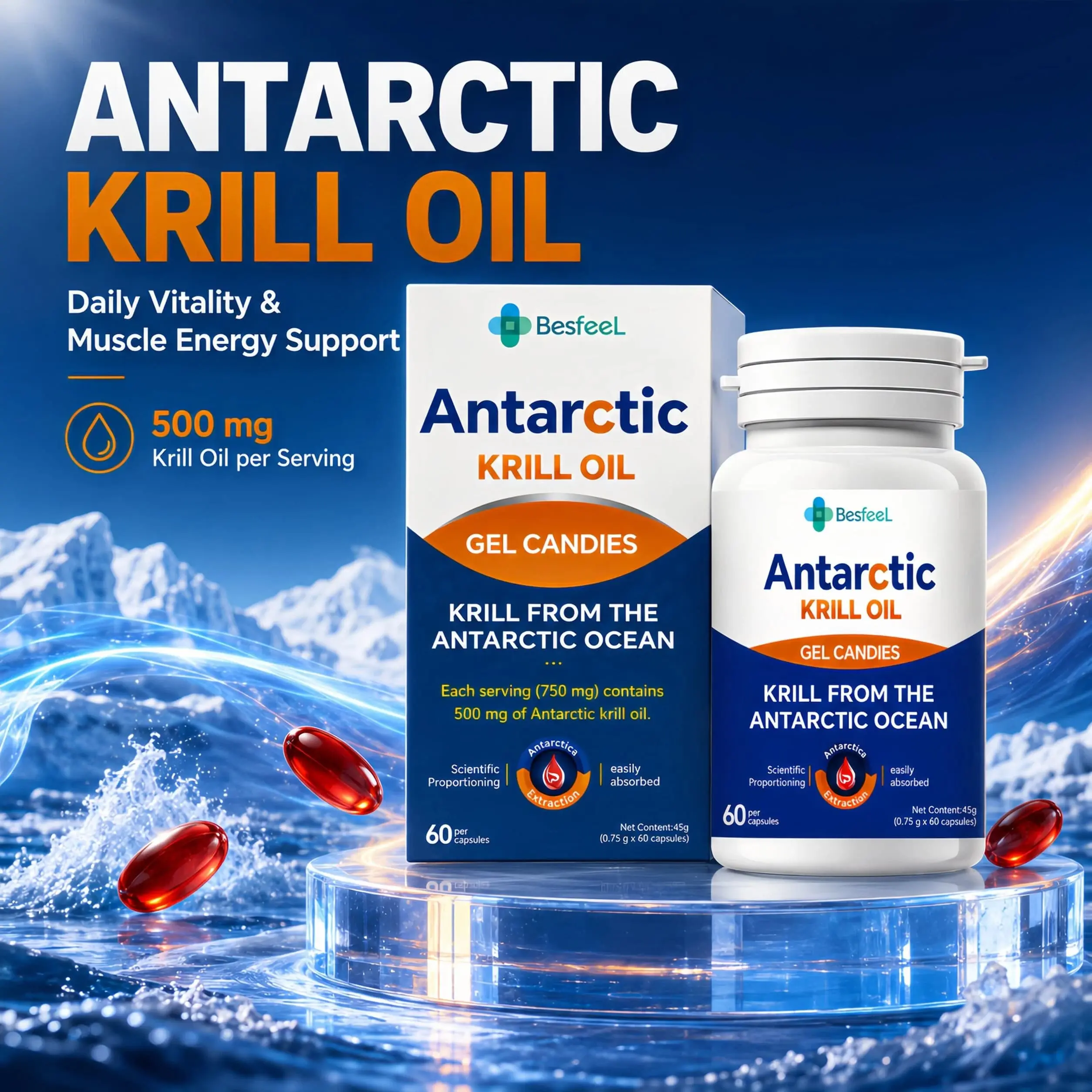 Upgraded GKTK Norwegian Krill Fish Oil – Boosts Body Energy GMX