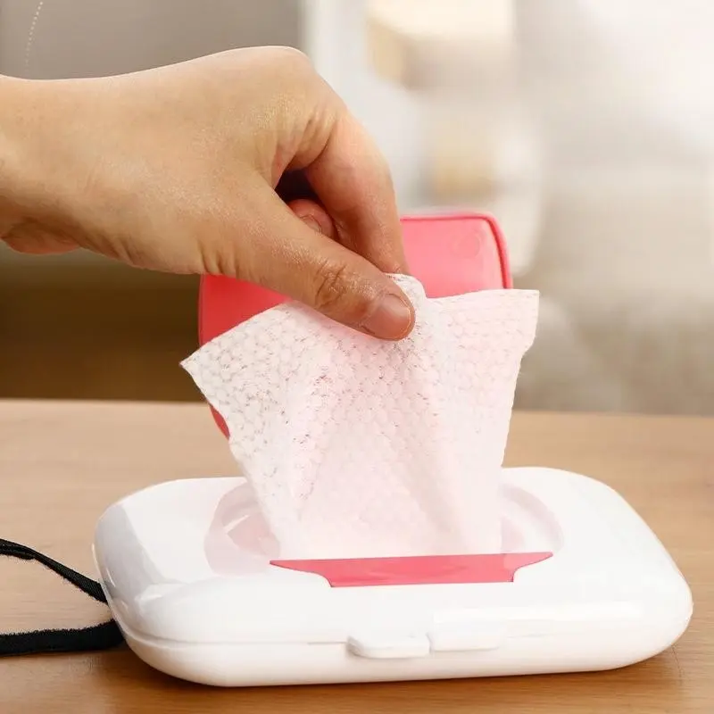 Portable Wet Wipe Dispenser Box with Sticky Pull Cord, Outdoor Travel Napkin Holder, Suitable for Strollers, Cribs, Nursery and Newborn, Odorless Smooth Storage Box