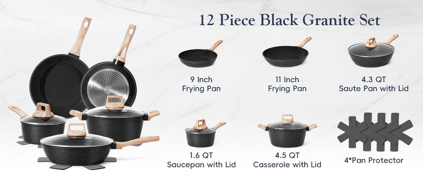 SODAY 12pcs Pots and Pans Set Non Stick Kitchen Cookware Sets Induction Cookware Nonstick Granite Cooking Set with Frying Pans, Saucepans, Kitchenware,stock up on specials, gifts Spring Glow Up SODAY 12pcs Pots and Pans Set Non Stick Kitchen Cookware Sets Induction Cookware Nonstick Granite Cooking Set with Frying Pans, Saucepans, Kitchenware,stock up on specials, gifts Spring Glow Up