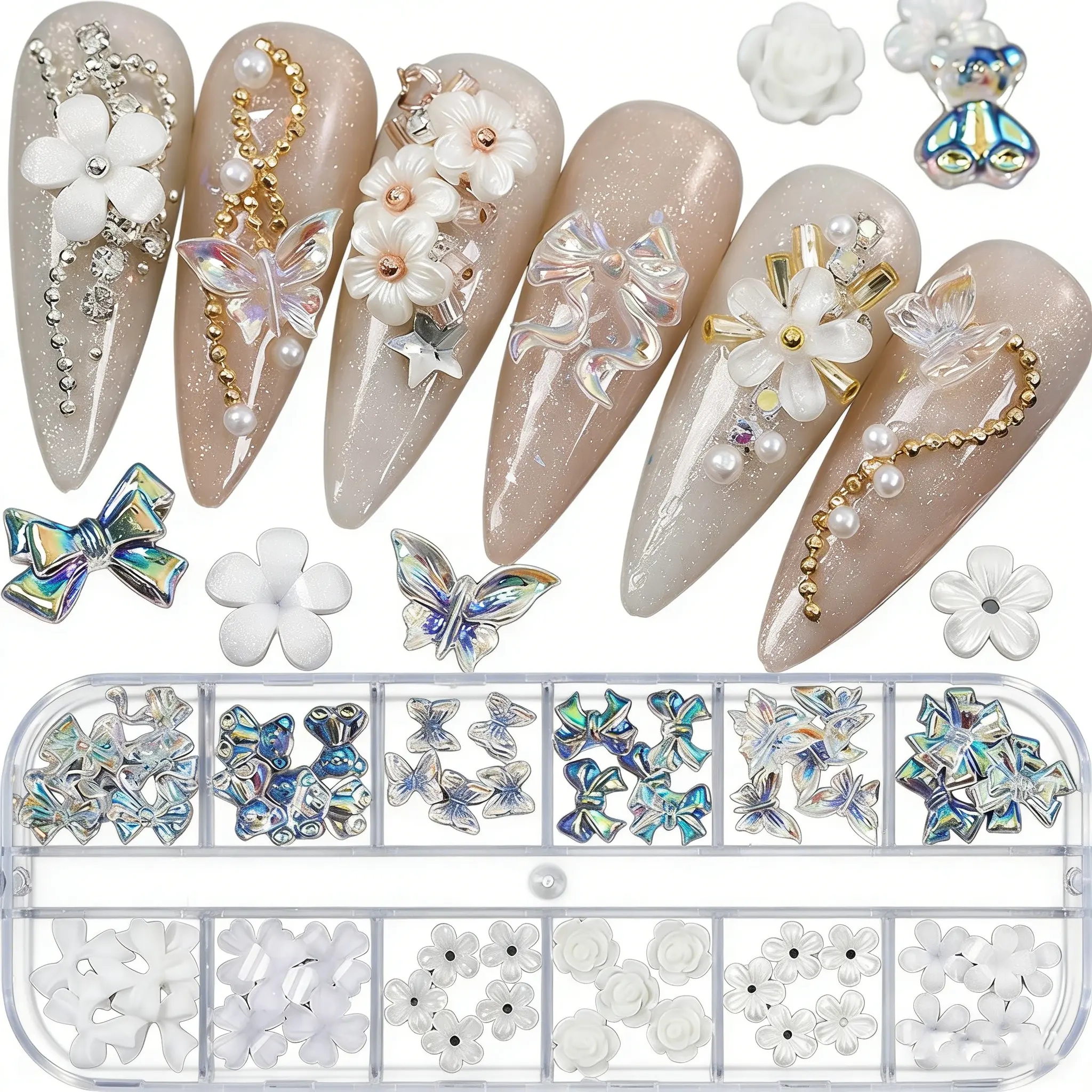 Islamic Hijab Pins 2-Piece Set - 60pcs High-Quality Glass 3D Acrylic Character Charms, AB Crystal Rhinestones, Multi-Shaped Pearls, Gold Metal Art Decals, Easy to Use, Sparkle Effect, for Wedding Dress, Diy Crafts, 3D Nail Charms, Wife