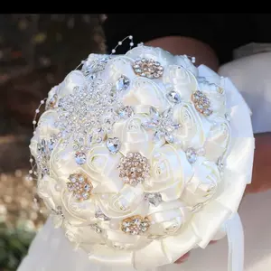 Satin flower bouquet for wedding, quinceañera, or other special occasion.