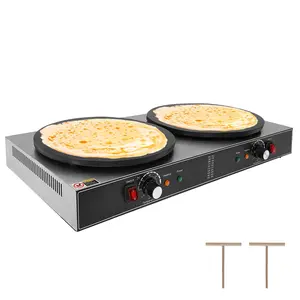 Garvee Electric Crepe Maker,3400 w 110 v Flat Plate Crepe Griddle with Double Plate and Temp Control,Non-Stick Commercial Crepe Machine for Home and Commercial Use