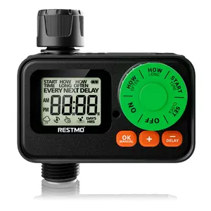 RESTMO Sprinkler Timer, Programmable Water Timer for Garden Hose, Automatic Control | Manual ON/Off | Rain Delay for Outdoor Faucet, Drip Irrigation and Lawn Watering System
