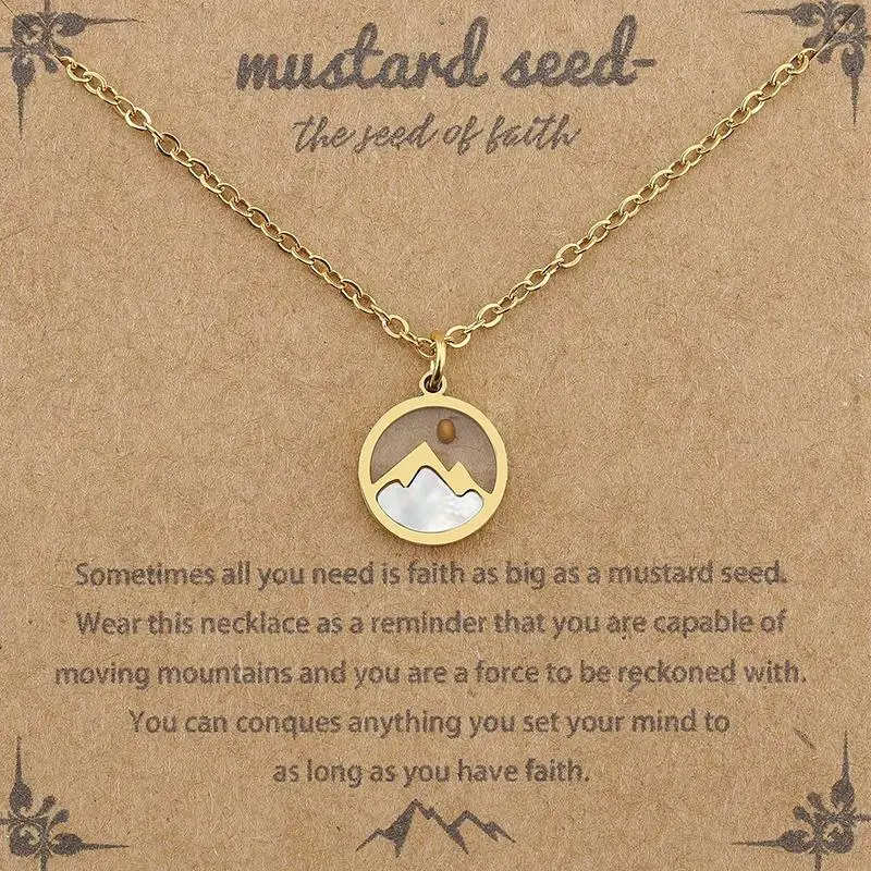 Christian Mustard Seed Necklace for Women - Faith Move Mountains Adjustable Jewelry, Gold Plated Stainless Steel Gift