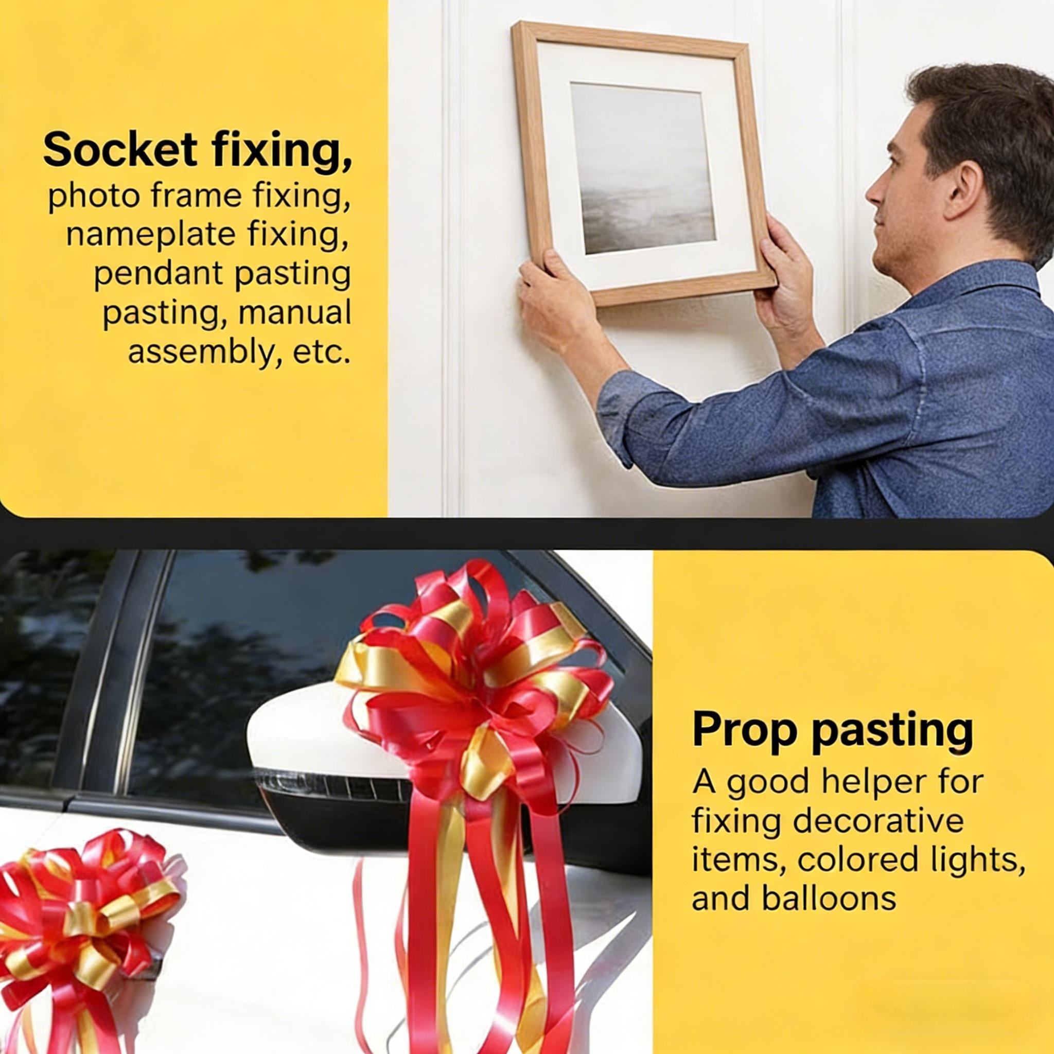 Heavy-Duty Double Sided Tape, Strong Adhesive, Waterproof & Removable, No Residue, Ideal for Carpet, Wallpaper, Balloons & Home Use
