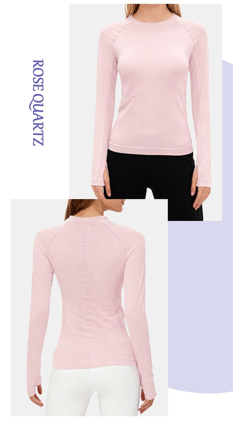 SUNVADUN 73D Seamless Long-sleeved Women's Yoga Top with Thumb Holes High-end Form-fitting for Professional Running Fitness Spring Autumn  Available Gym Sweatwear Gym Workout Shirt Everyday Activewear Athletic Techwear