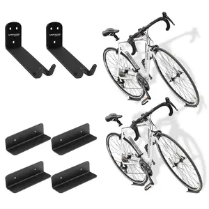 Venzo Bike Bicycle Cycling Pedal Wall Mount Indoor Storage Hanger Stand - Hook Rack Holder - with Tire Brackets - Great for Garage and Shed (2)