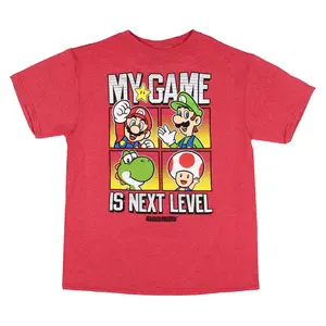 Super Mario Boys' My Game Is Next Level Character Boxes Graphic T-Shirt