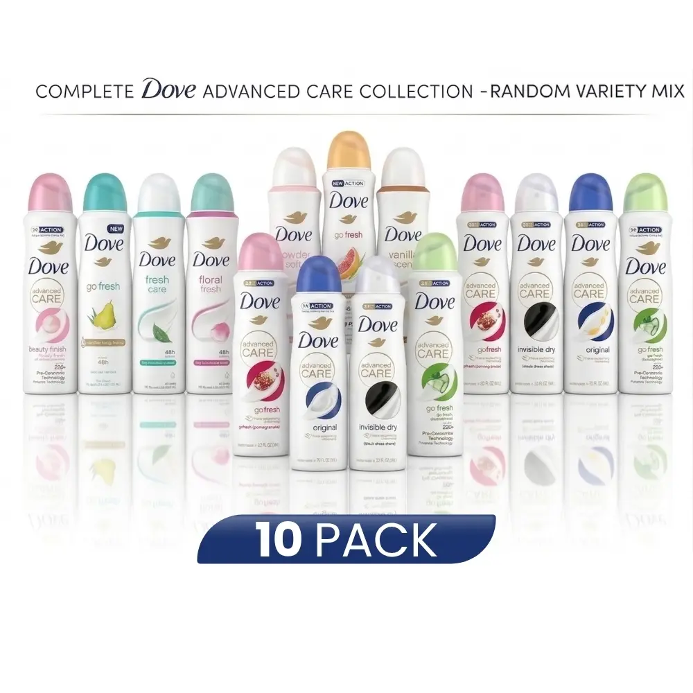 Dove Women's Advanced Care Antiperspirant Deodorant Spray, 10 Pack Multi-Pack with Assorted Scents for Long-Lasting Protection, with 1/4 Moisturizing Cream (150ml), Beauty Products, Long Lasting Protection Deodorants, Lasting Effects Deodorants