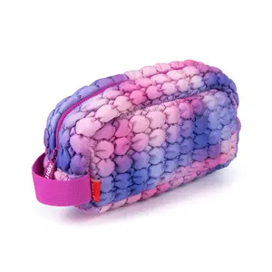 ZIPIT Puffy Pouch for Girls, Soft Quilted Case with Zipper, Aesthetic Makeup Organizer for School, Cosmetics & Travel