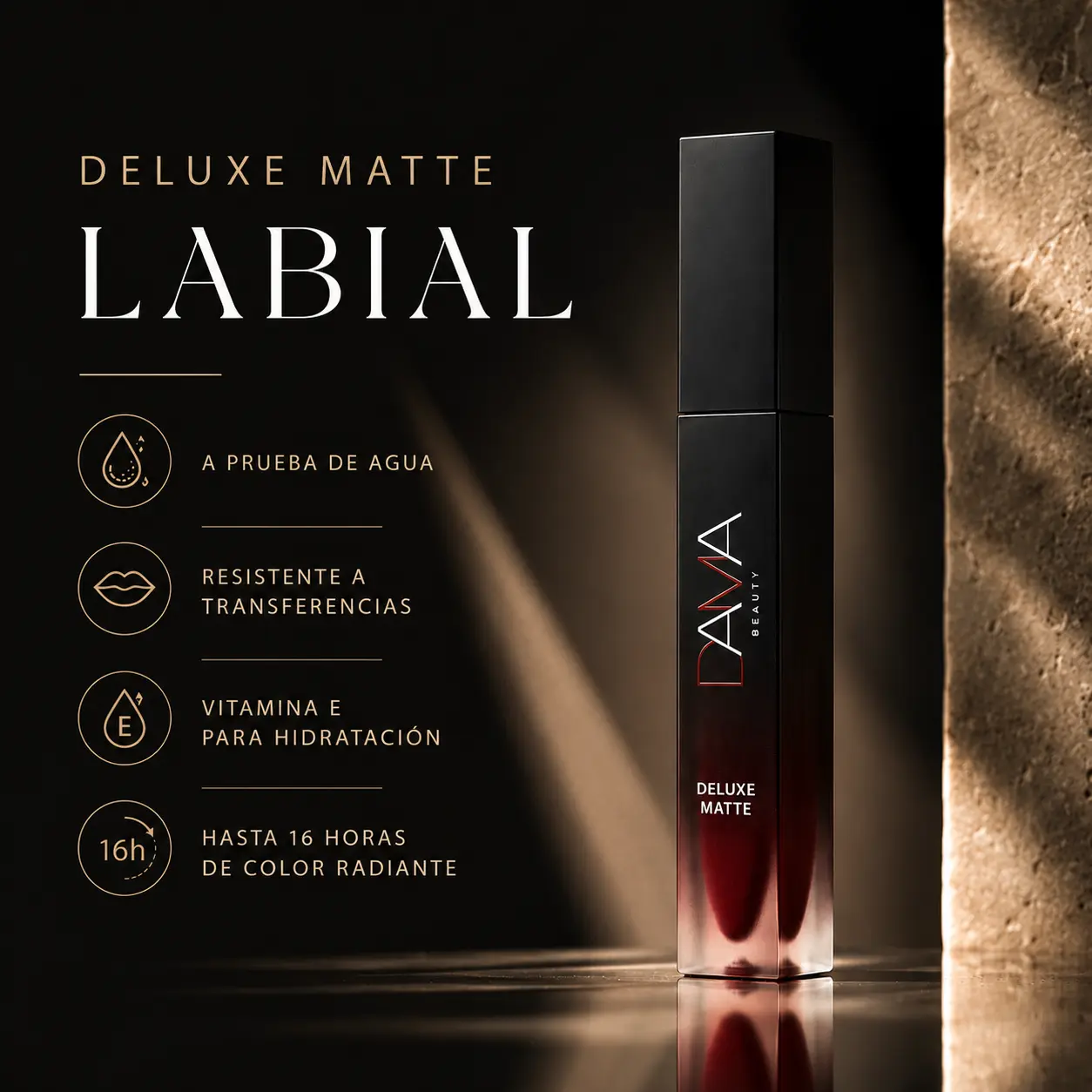 Deluxe Matte Waterproof Lipstick, Long-Lasting Lip Stain Makeup - Nourishing, Smudgeproof, Red Seduction Shade, Suitable for All Skin Types, Single Item