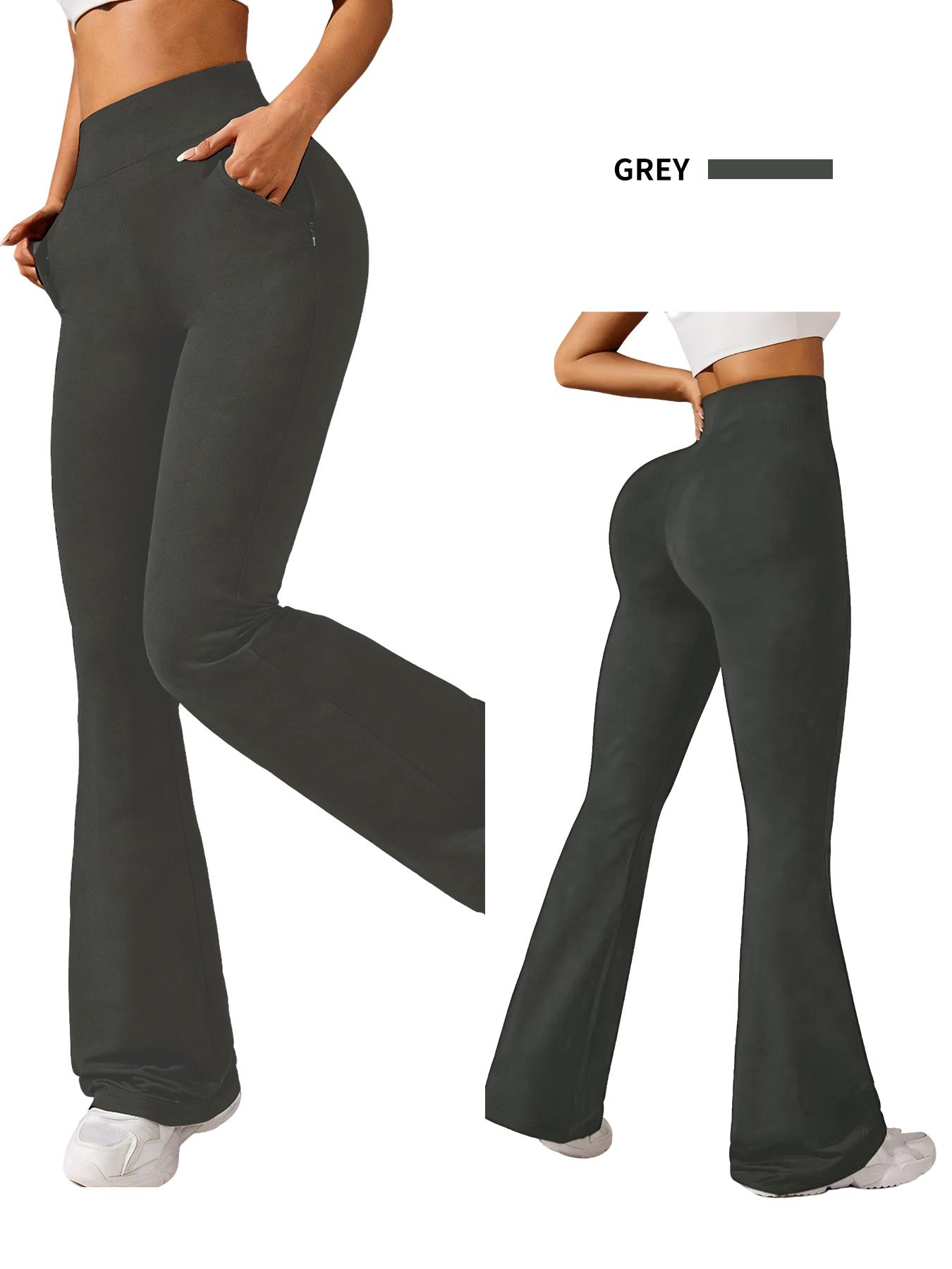 3-Pack Black High Waist Flared Leggings, Yoga & Pilates Flare Pants, Comfortable Stretchy Bell-Bottoms, Slim Fit Versatile Trousers For All Seasons SpringStatements