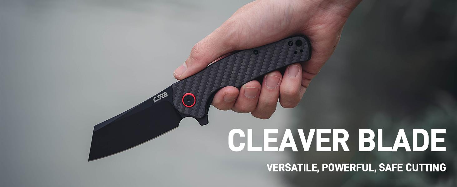 CJRB CRAG Tool Knife J1904 with AR-RPM9 Steel and Black PVD Blade Carbon Fiber Handle, Camping Folding Knives for Outdoor, Everyday Carry and portable multipurpose knives, tactical knives