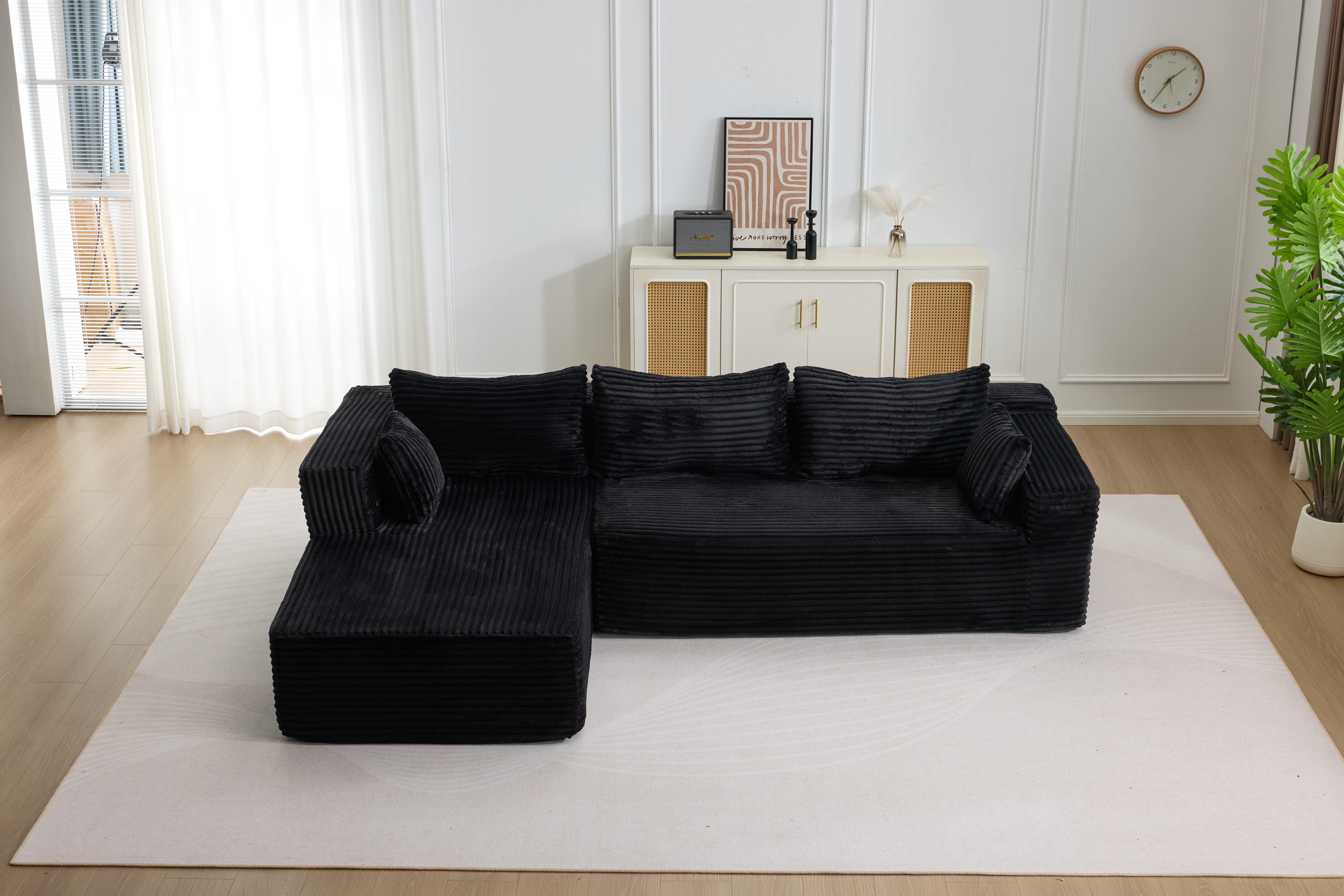 【U-shape: 3 Packages！L-shape: 2 Packages】 137.8“ Cloud Modular Sectional Sofa Couch U-Shape Chaise Corduroy Fabric No Assembly Required for Living Room Bedroom