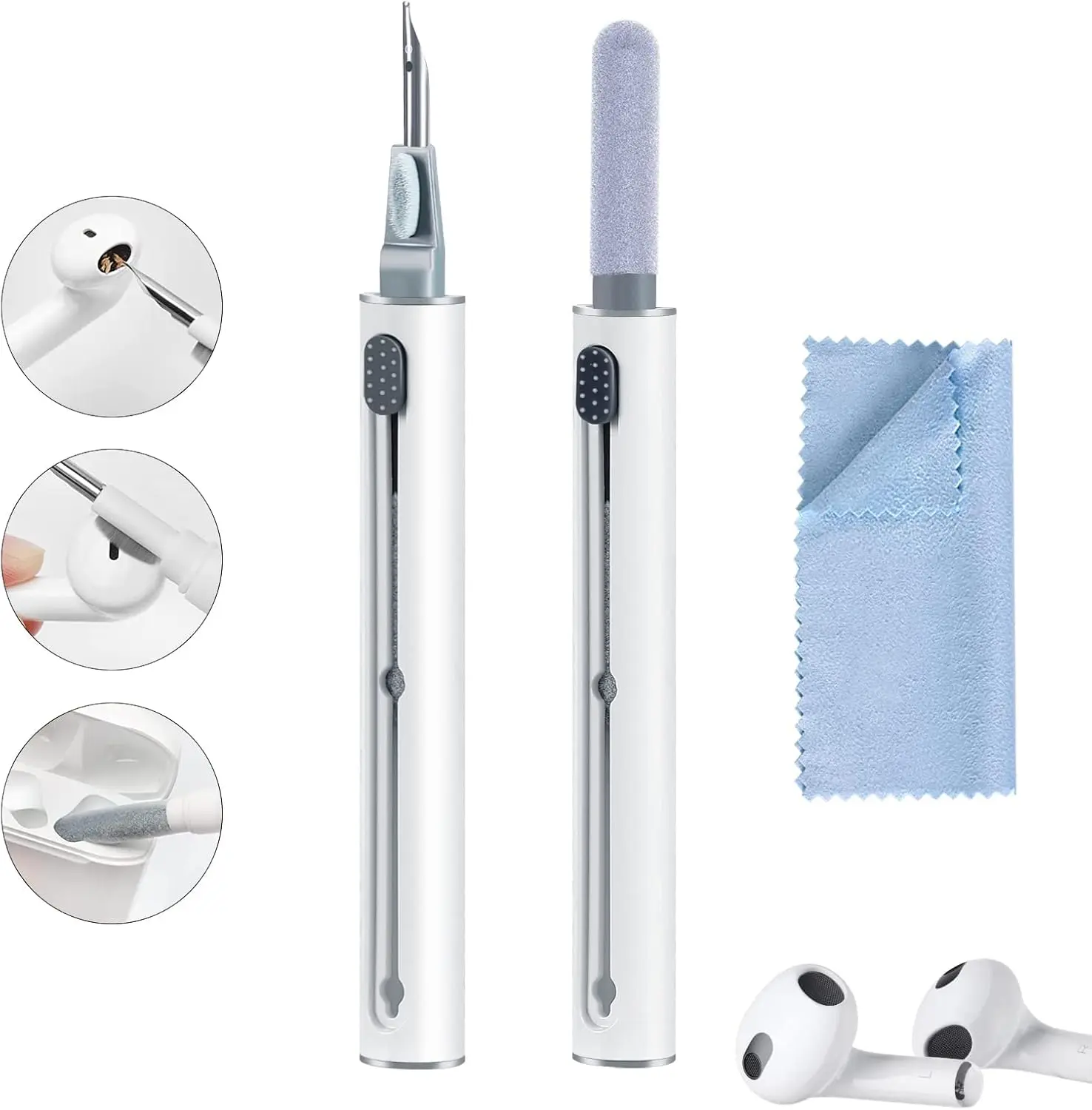 Portable Airpod Cleaner Kit - Multi-Function Cleaning Pen with Soft Brush, Flocking Sponge, Compatible with AirPods Pro 1/2/3, Digital Camera, Smartphone, Charging Box (1 Pc)