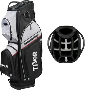 FOREMOST 2026 Hybrid Golf Cart Bag – 14-Way Dividers, 9 Pockets with Cooler, Quick-Connect Strap System & Accessory Ring, Includes Rain Cover