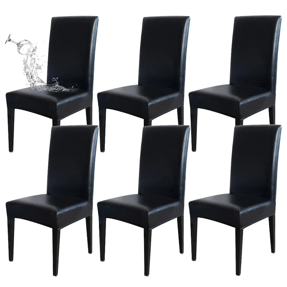 Solid Color Dining Chair Slipcover, 6 Counts Waterproof & Dustproof Chair Cover, Universal Chair Cover, Chair Protector for Home & Office, Chair Covers Set, Chair Protective Cover, Chair Covers For Dining Chairs, Dining Chair Protectors