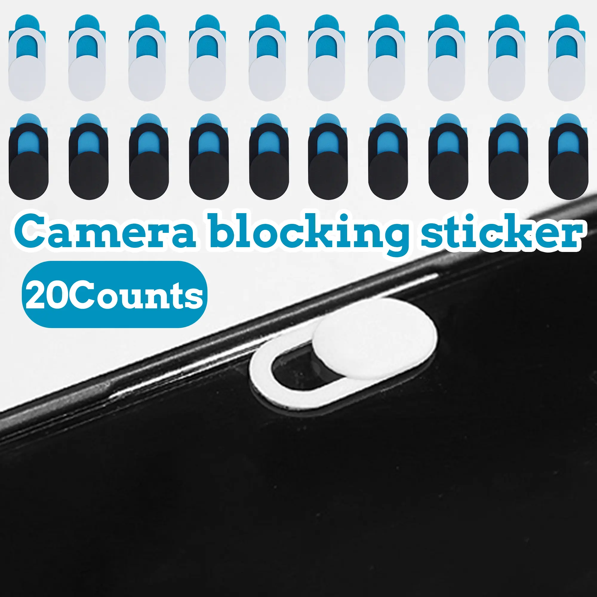 20-Count Flexible ABS Ultra-Thin Webcam Cover Slides - Tech Gadgets Camera Covers with Strong Adhesive, Easy to Install, Protect Privacy Security, 10 Black & 10 White for Laptops, Tablets, Computers, Privacy Guard