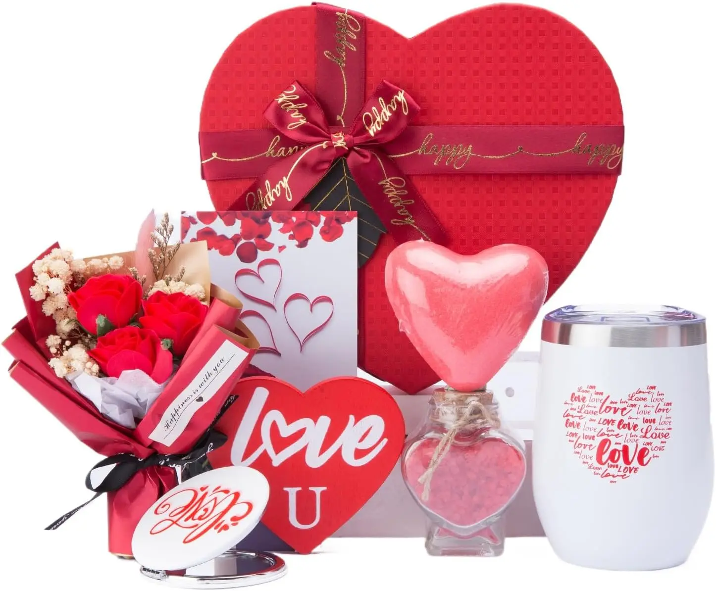 Gifts Box for Girlfriend Wife Lover Valentine's Day Gifts for Women Heart-shaped Red Rose Love Gift Basket Love You Present Wedding & Engagement Anniversary Romantic Birthday Gifts for Women