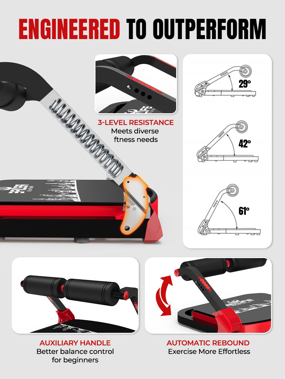 Relifesports Sit-Up Exercise Equipment Ab Core Trainer, Ab Crunch Machine Roll-up Machine, Abdominal Workout Machine for Home Gym, Core Ab Exercise System Trainer, Ab Workout Equipment for Home Exercise