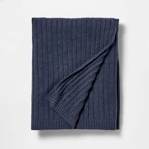 50"x60" Casual Mixed Rib Throw Blanket Navy - Threshold designed with Studio McGee