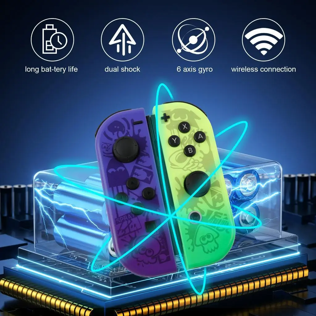 GAMINJA Switch Joy Controller, Wireless BT Controller with RGB LED Joystick, Dual Vibration, Motion Control,Wake-Up,Screenshot,Ergonomic Grip,work with Switch/OLED/Lite Family Computer Accessories Nintendo Joycons Gaming Set Joy Con Drift