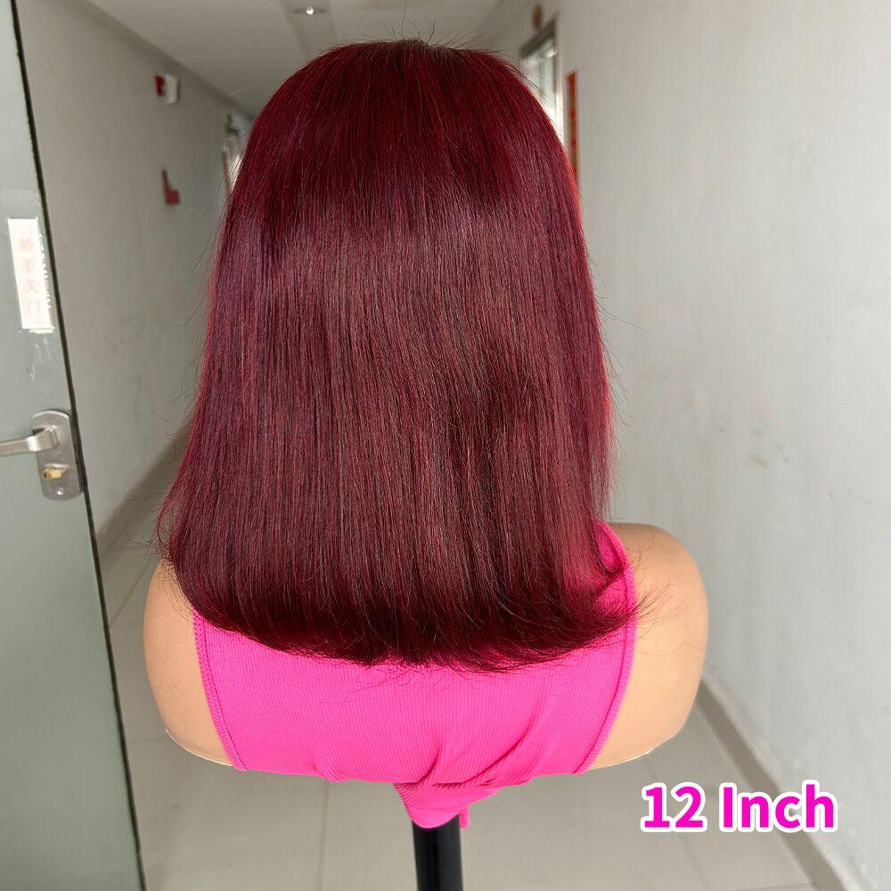 Highlight Red 99J Bob Wig Human Hair 180 Density 13x4 Lace Frontal Wigs for Women Red Highlight Burgundy Transparent Lace Frontal Straight Short Bob Wig Human Hair Wigs Pre Plucked SpringStatements