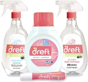 Baby Gifts Set by Dreft, Baby and Mom Gift Set with Liquid Laundry Detergent, Laundry Stain Remover, Stain Remover Pen & All Purpose Cleaner Spray, Great for Baby Showers