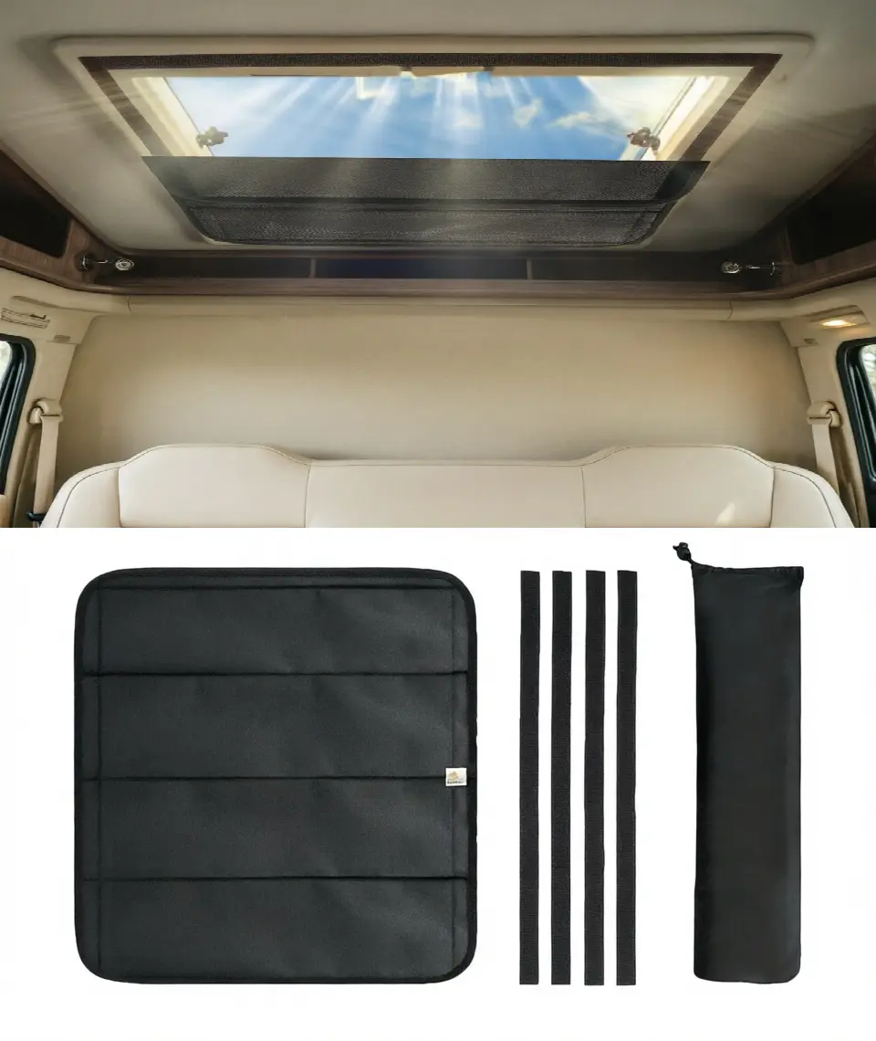 RV Skylight Sunshade and Ventilation Cover - UV-Resistant Roof Vent Shield, Equipped with Velcro Fasteners