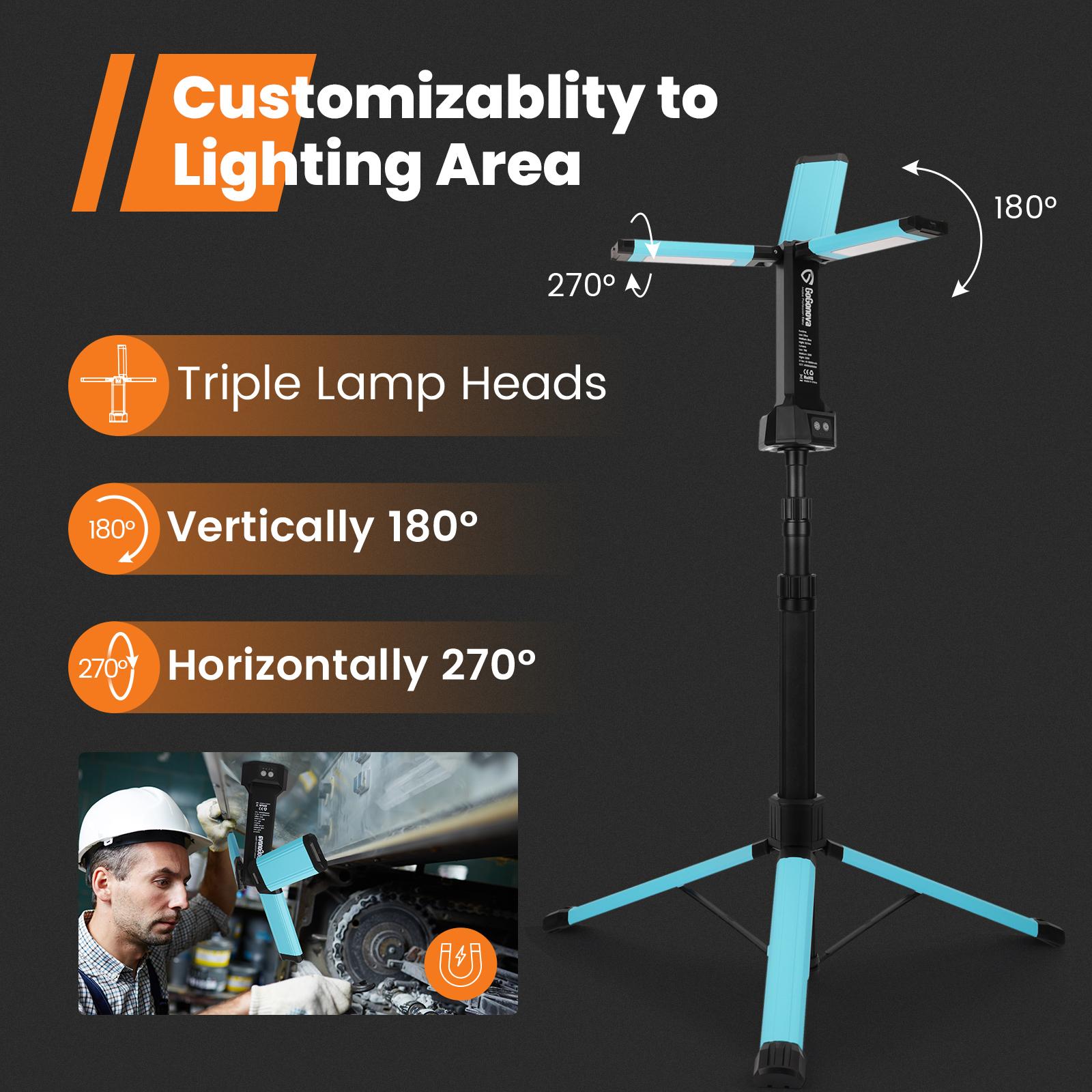 【Perfect Father's Day Gift】Rechargeable 3in1 Camping Light with Stand, Hanging, Removable Magnetic Head, 67" Portable Cordless, 8AH Battery, 4000/6500K Dimmable, Detachable Tripod Adjustable Flashlight for Outdoor,Emergency,Camping,Fishing