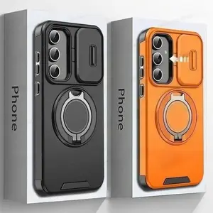 Case For Samsung Galaxy S26 S25 S24 S23 S22 S21 Ultra Plus Edge S25FE A57 M56 Slide Camera Protect Magnetic holder Armor Cover