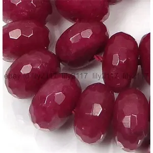 Huge Natural 6x10MM Faceted Red Jade Gemstone Rondelle Loose Beads 15" Strand AA