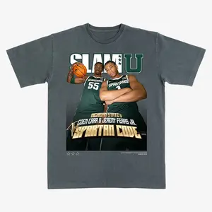 Coen Carr & Jeremy Fears Jr. T-Shirt – Michigan State Basketball Graphic Tee Featuring SLAMU Design, Ideal for College Basketball Fans.