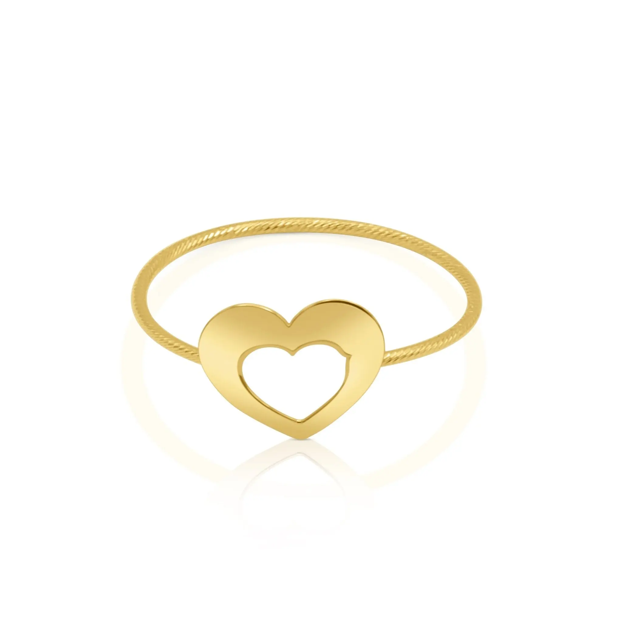 Graceful Heartbeat Ring, Solid 18K Gold