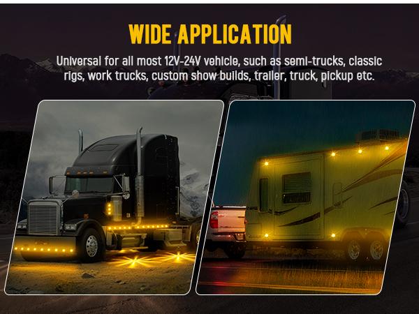 Partsam 10Pcs Mini Glass Lens Watermelon Lights, Amber LED Marker Clearance Light Turn Signal for Semi Truck Trailer RV, Compatible with Freightliner Kenworth Peterbilt