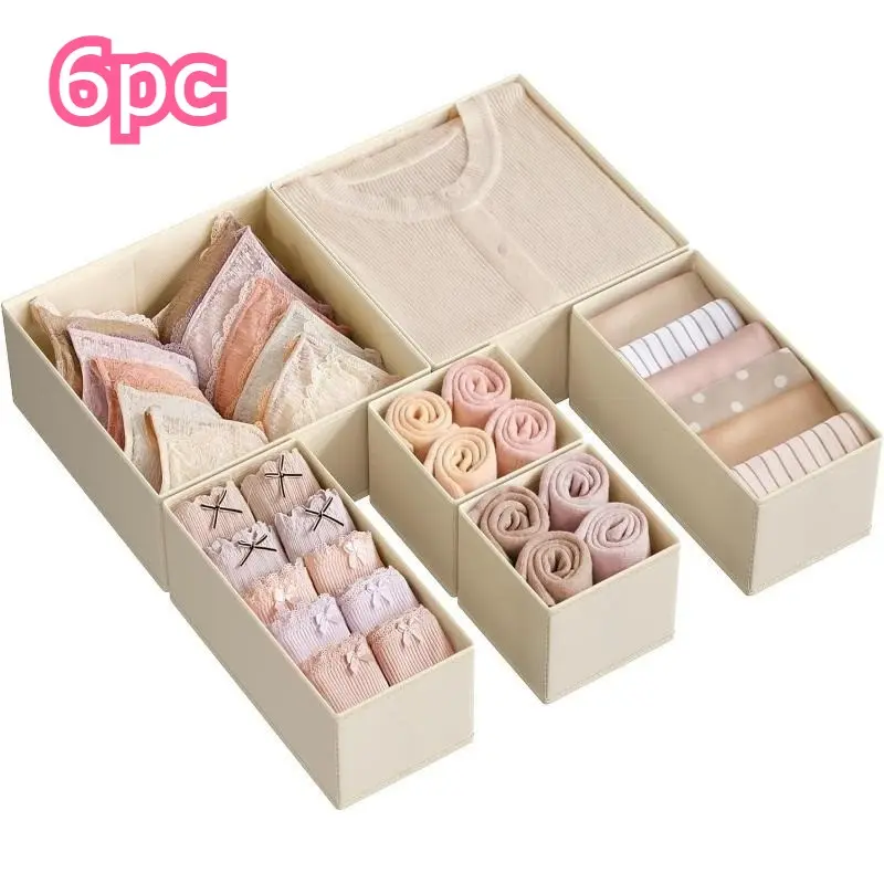 6PCS/12PCS Drawer Organizer, Closet Dresser Drawer Organizers, Foldable Fabric Storage Bins for Clothes, Socks, Underwear, Ties, Scarves