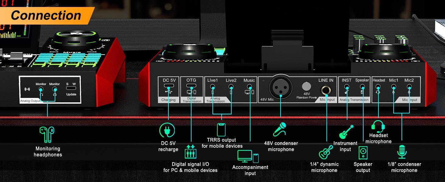 【Used】Tenlamp G10-BM800 Sound Card Kit, Custom Sound Effects, with Condenser Microphone, for Live Streaming, Gaming, Singing Podcast Equipment, 2-Level Noise Reduction, Computer Audio Mixer