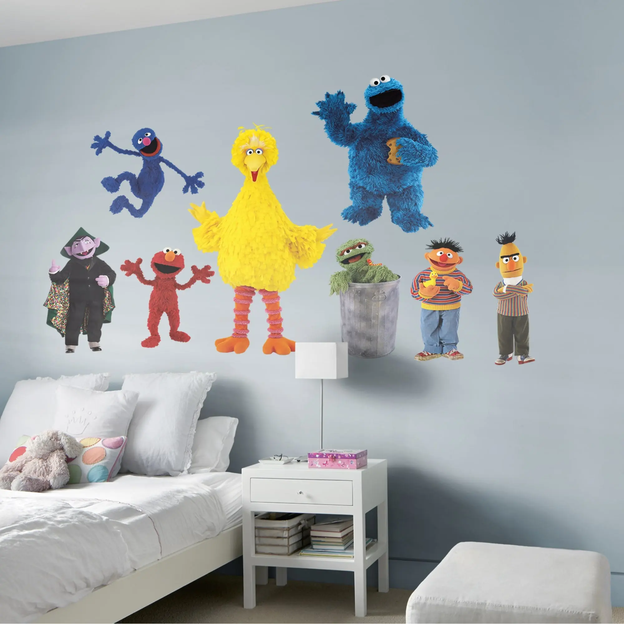 Officially Licensed Sesame Street RealBig Collection Cookie Cartoon Reusable Vinyl Wall Decals - Easy-Remove Peel and Stick Wall Decor for Adventure-Themed Rooms
