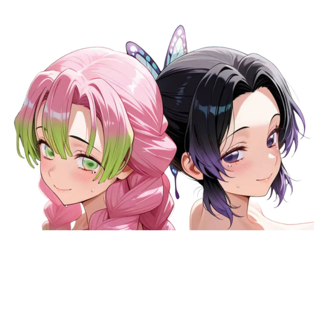 Colorful Anime Duo Vinyl Sticker, Elegant Fantasy Girl Character Art, Summer Inspired Design, Glossy Finish, Laptop Car Water Bottle Decor