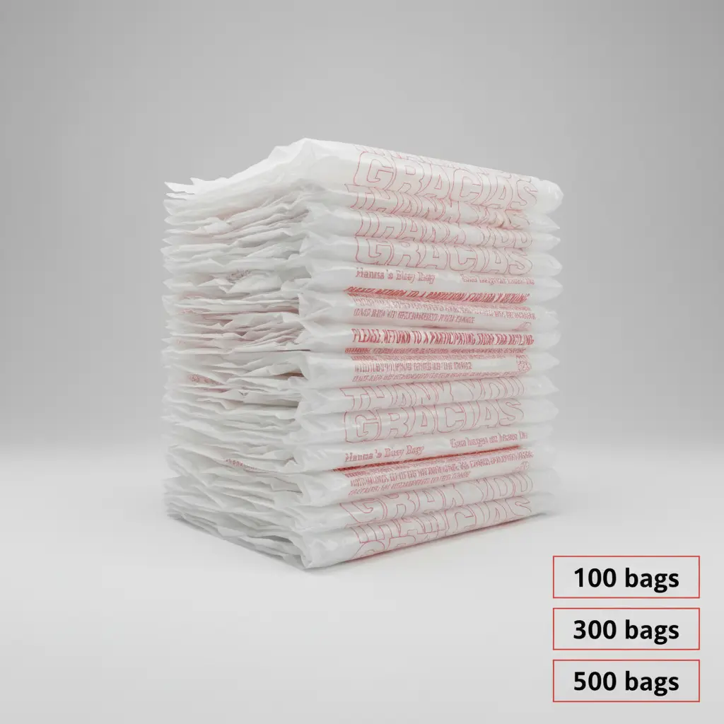 T-Shirt Thank You Plastic Grocery Store Shopping Carry Out Bags 11.5" x 6.5" x 22