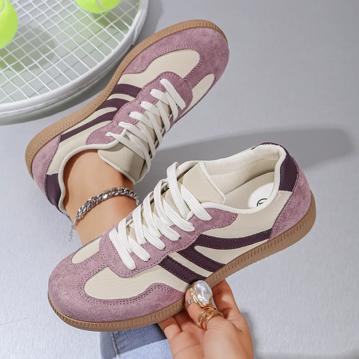 Women's Elegant Low-Top Round-Toe Casual Lace-Up Fashion Trainers