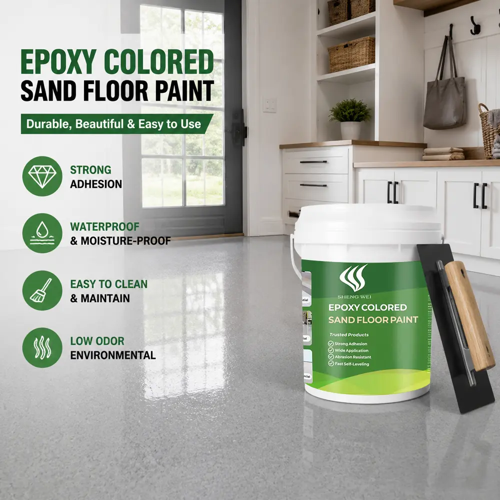 SHENGWEI Marble Gray Epoxy Colored Sand Floor Coating - 3gal, Waterproof, Durable Seamless Decorative Solution for Garage Concrete Renovation & Home Improvement Flooring Projects (Multiple Colors Available)