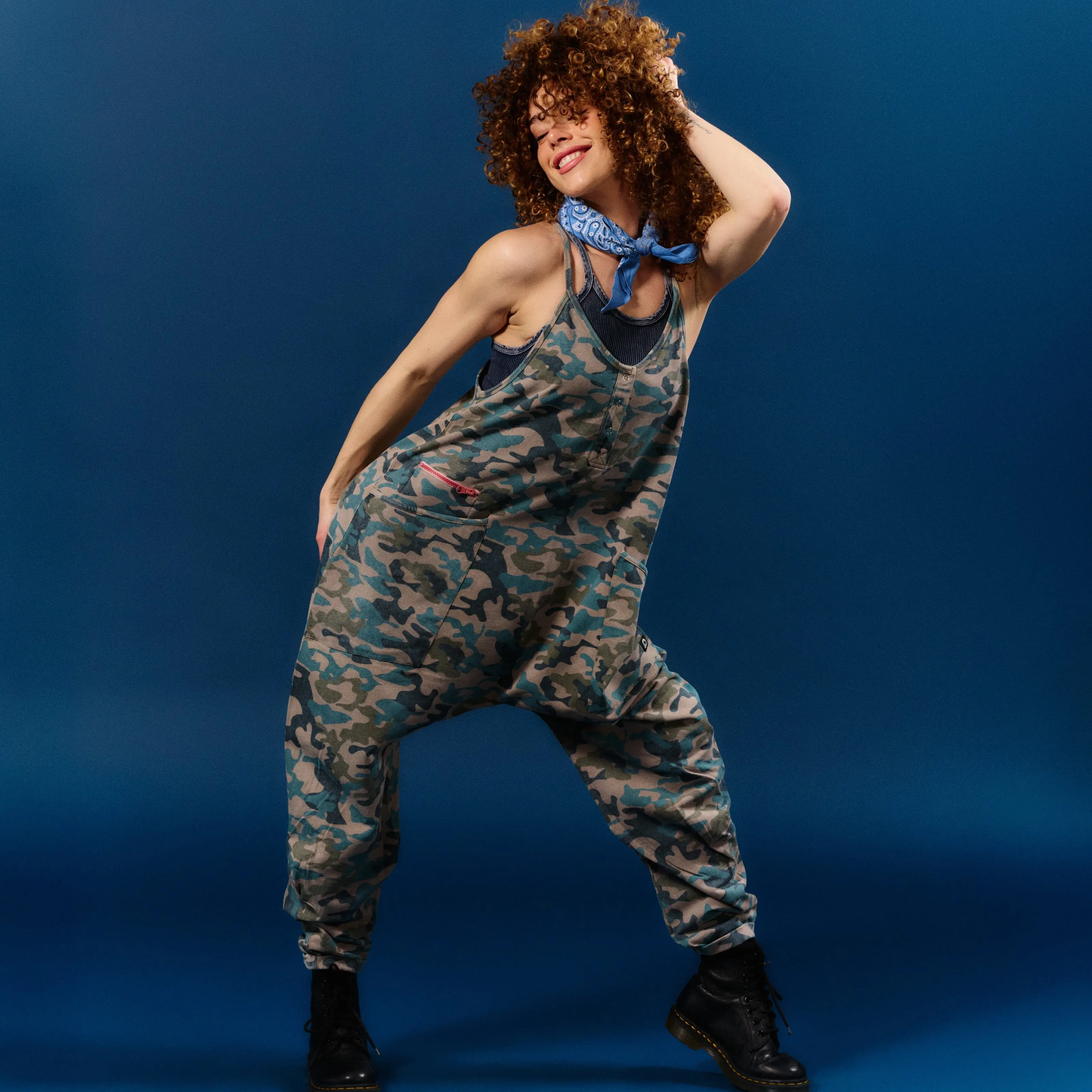 Oversized Women's Tank Romper - Camo