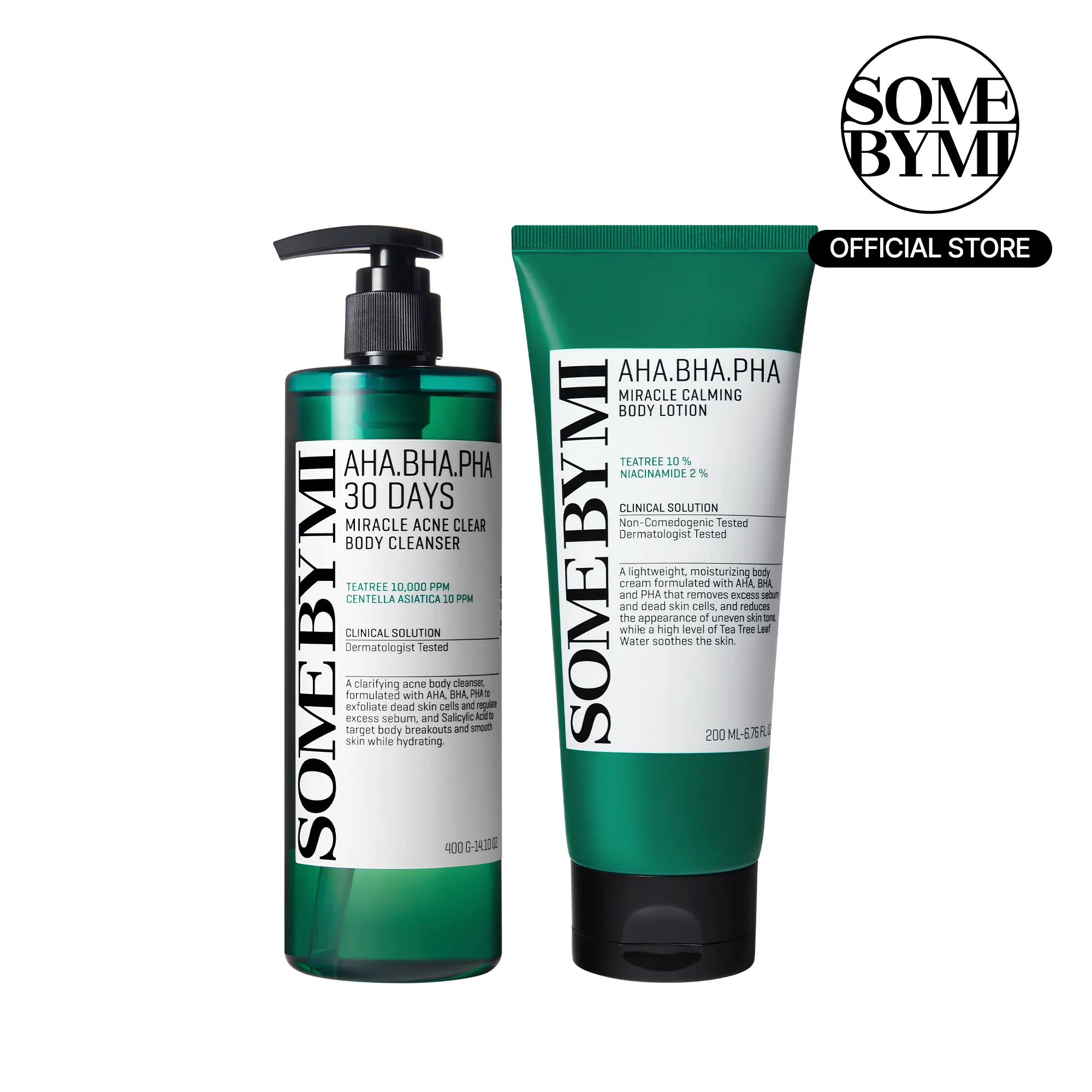 AHA-BHA-PHA Body Care Set - Korean Skincare - Acne Body Wash & Centella Lotion Duo to Treat Back Acne, Body Odor Control & Soothe Skin Daily
