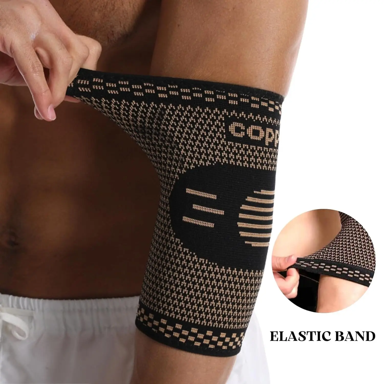 Copper Elbow Compression Sleeves - 2 Pair Elbow Support for Tennis Elbow, Golfer, Weight Lifting, Fitness - Suitable for Men and Women,Suitable for golf, tennis, basketball, running, and everyday use. Snug Fit Band tiktokshopspringglowup