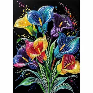 5D DIY Diamond Art Kits For Adults,Colorful Flowers Diamond Paintings Kits for Beginners Crystal Art,Paint by Diamonds Dot Full Drill Gem Art Crafts Special Shape,Home Wall Decoration 9.8x13.8 Inches.