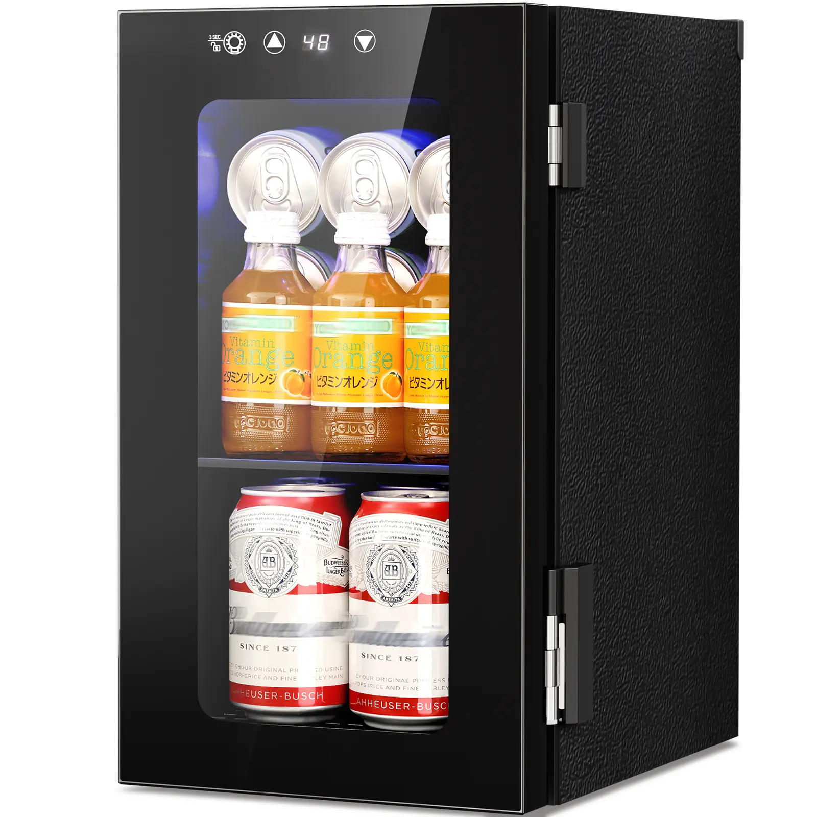 Antarctic Star Corded Rectangular Mini Fridge, 10L Compact Small Size Beverage Refrigerator with Electronic Temperature Control, 40-61°F Glass Door for Bedroom, Office, Kitchen
