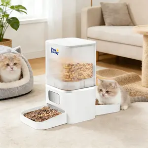 Automatic Cat Feeder, 6L Smart WiFi Cat Food Dispenser with App Control, Bluetooth-Assisted Setup, Stainless Steel Bowl, Anti-Clog Design for Dry Cat Food modern white